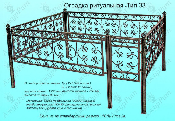 Оградка ритуальная Тип-33