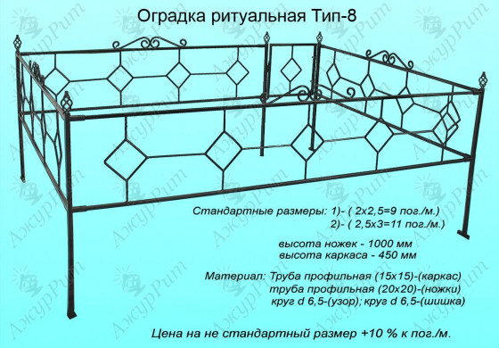 Оградка ритуальная Тип-8