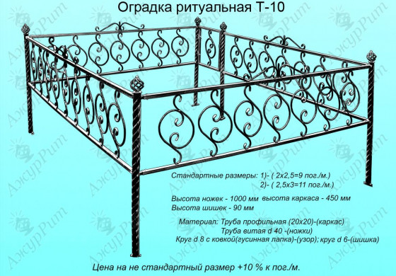 Оградка ритуальная Тип-10