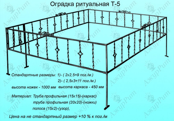 Оградка ритуальная Тип-5